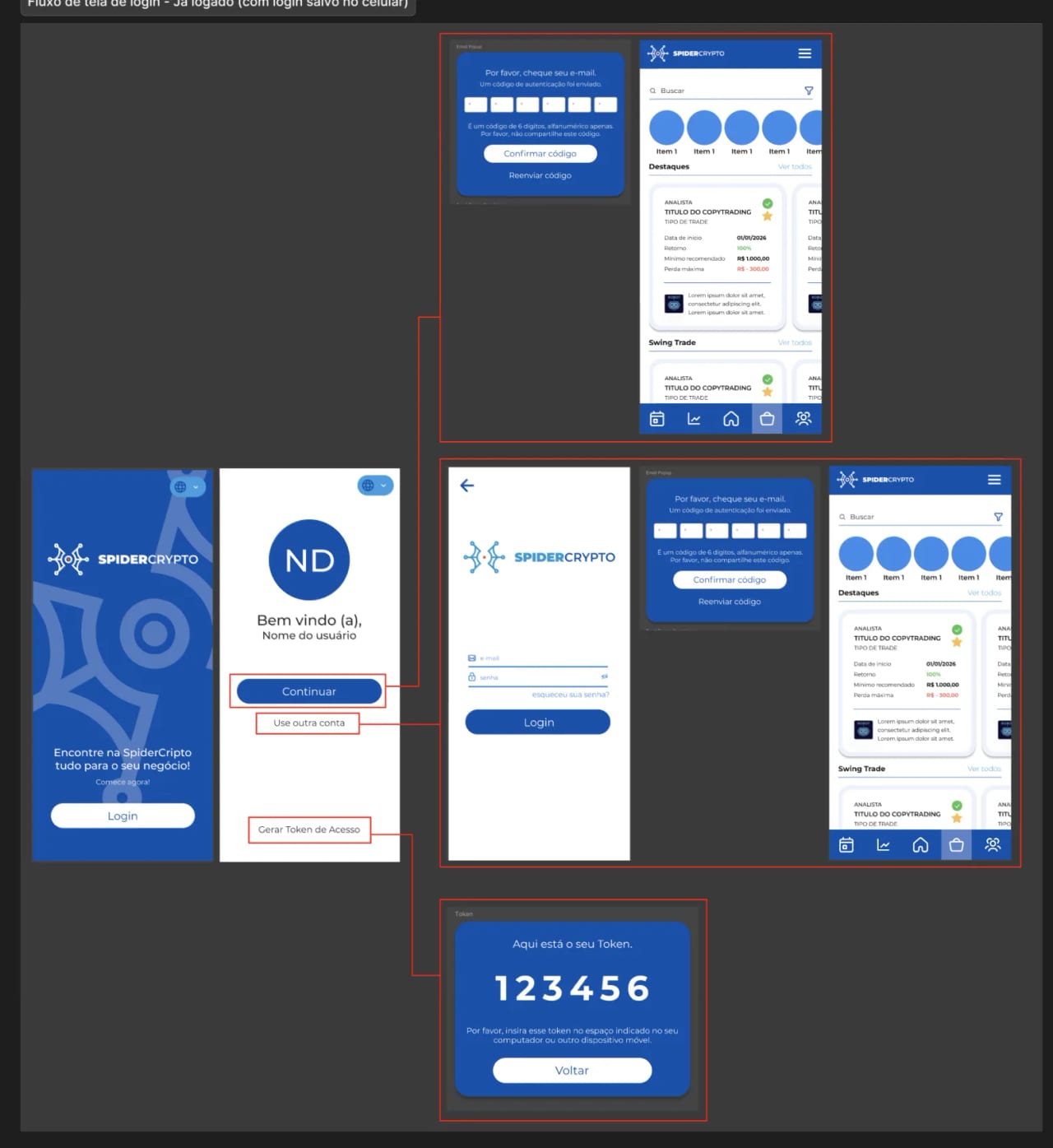 The sign-in and verification screens of an app