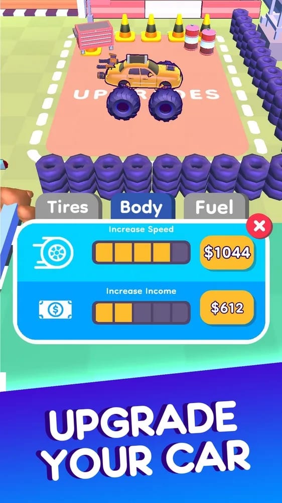 Store art with the tire, body and fuel upgrades