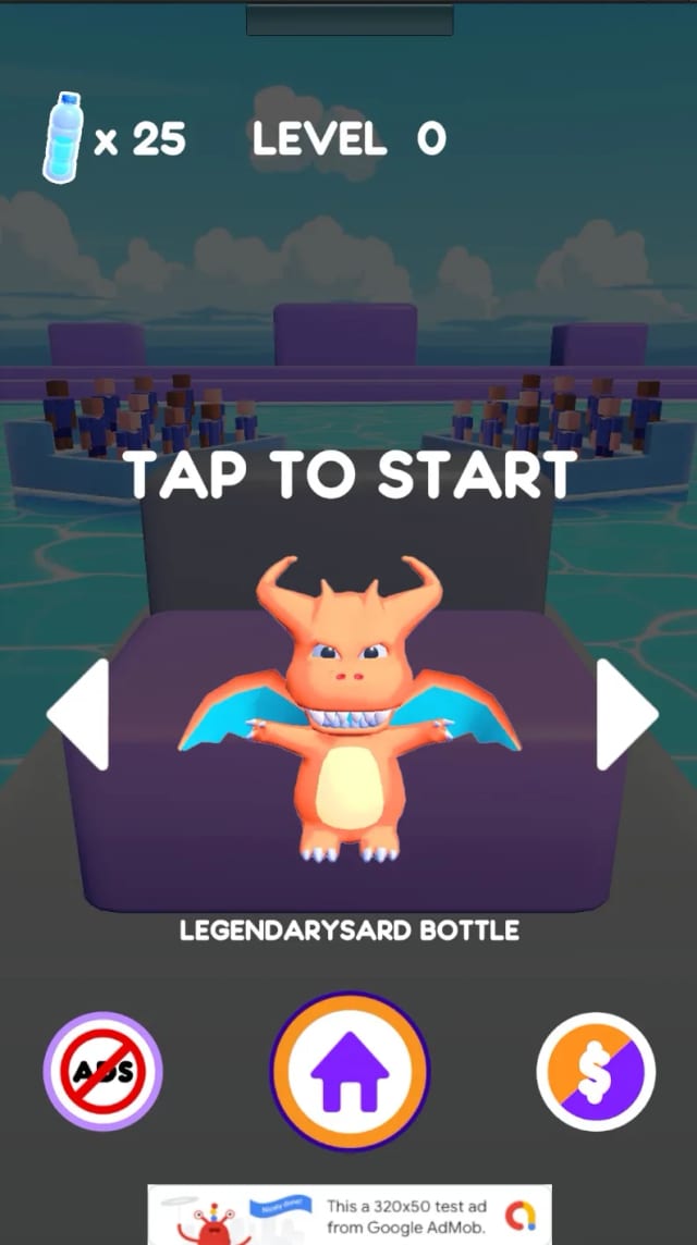 The start screen with a legendary dragon bottle