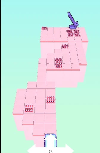 A pink level with spike tiles and a charger at the top