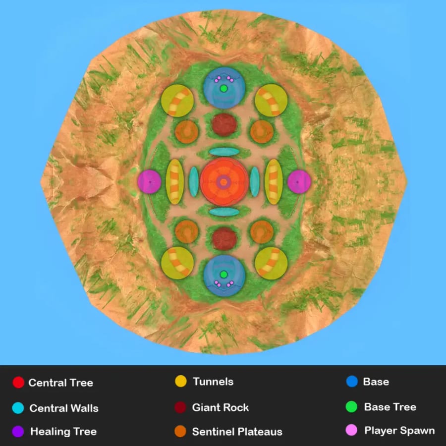 Top-down map with the landmark legend