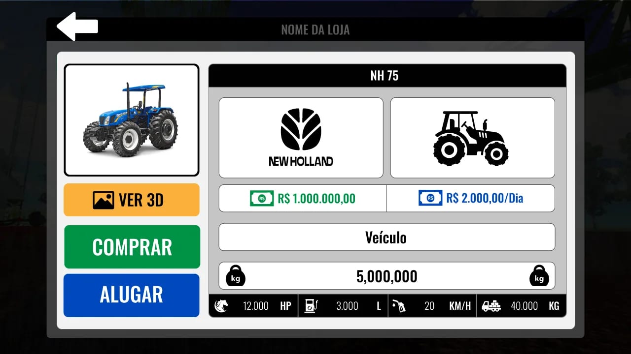 A tractor in the store, to buy or to rent by the day