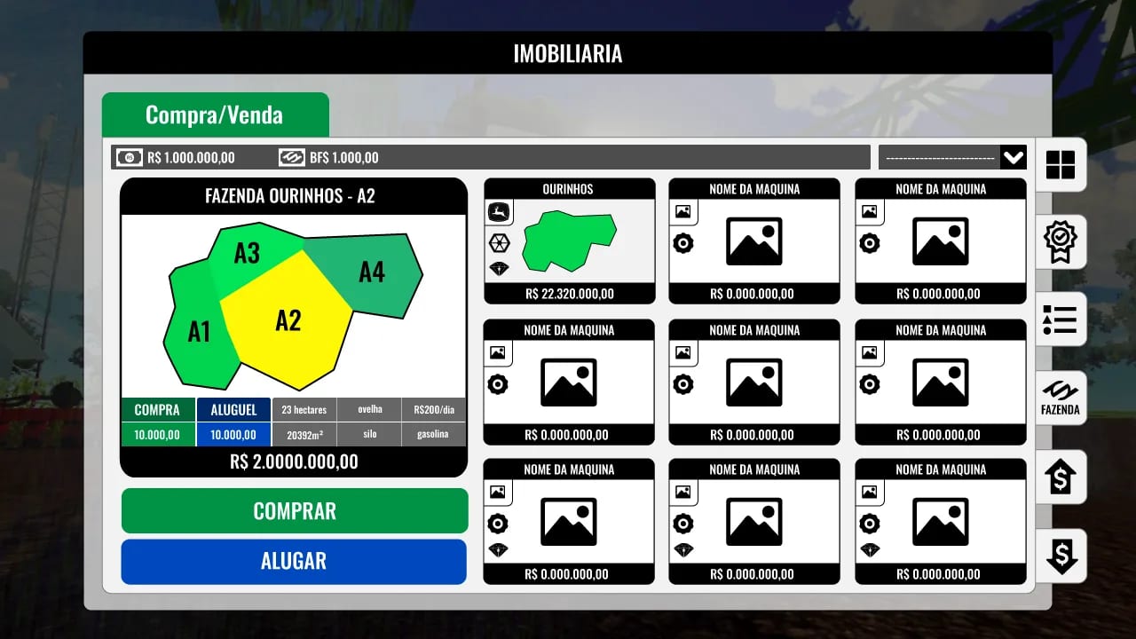 Buying and selling plots of land on the farm map