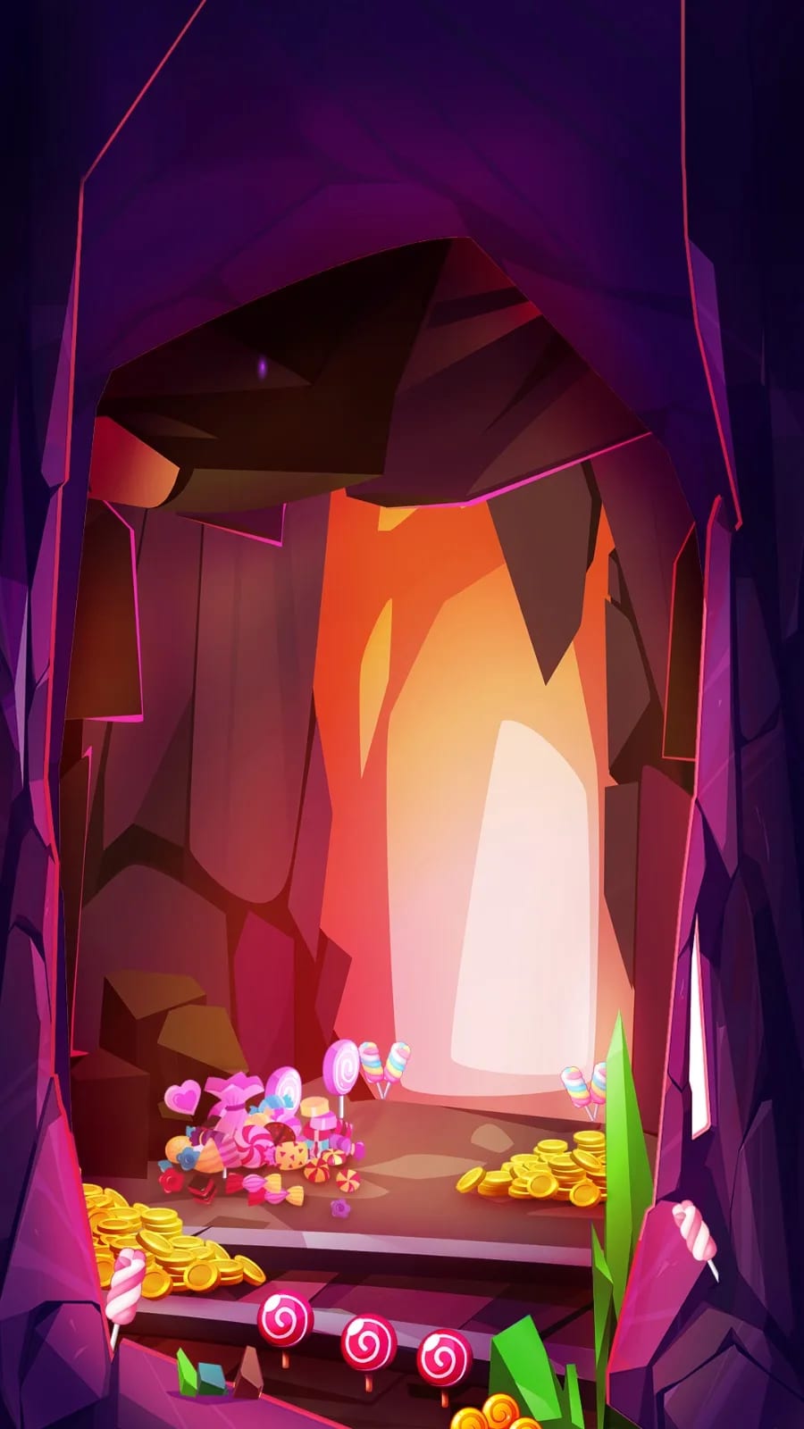 The candy cave painted as the game's background