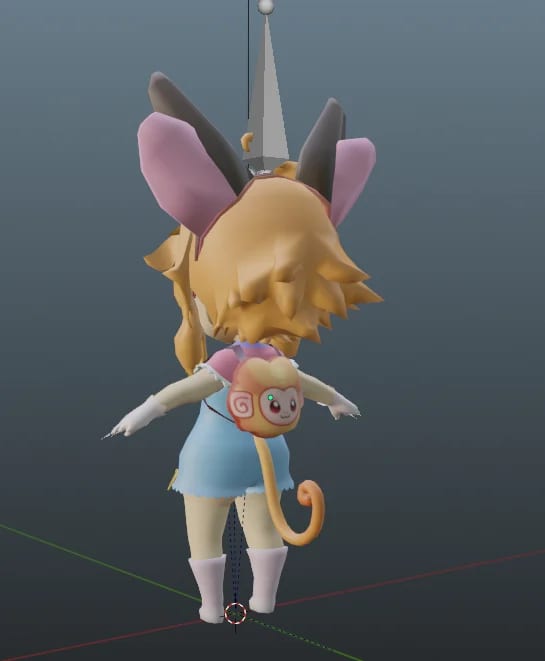 The full character model with orange hair and a bunny bow