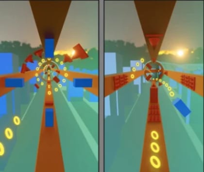 Two mockup screens of a run inside an orange tube